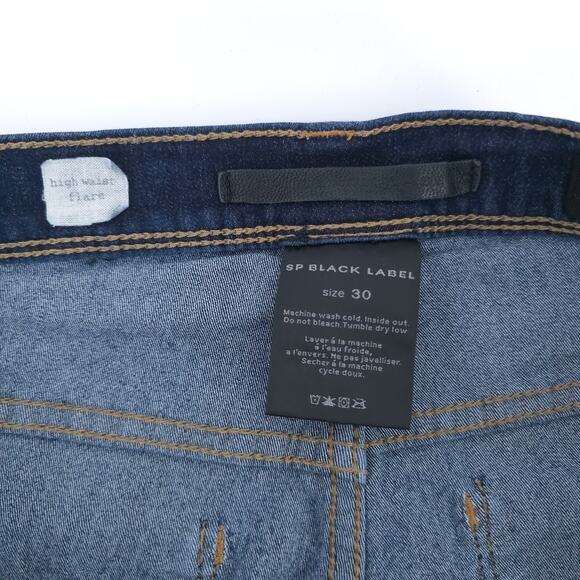 SP Black Label 70s Western Groovy High Rise Cotton Blend Dk.Wash Flared Jean 30 - Picture 7 of 14